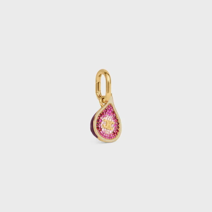 Altın Kaplama, Emaye ve Strasslı Pirinçten Yapılmış İncir Şeklinde Charms Altın Kaplama, Emaye ve Strasslı Pirinçten Yapılmış İncir Şeklinde Charms