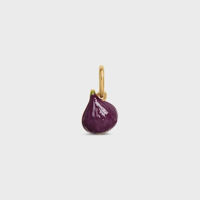 Altın Kaplama, Emaye ve Strasslı Pirinçten Yapılmış İncir Şeklinde Charms Altın Kaplama, Emaye ve Strasslı Pirinçten Yapılmış İncir Şeklinde Charms