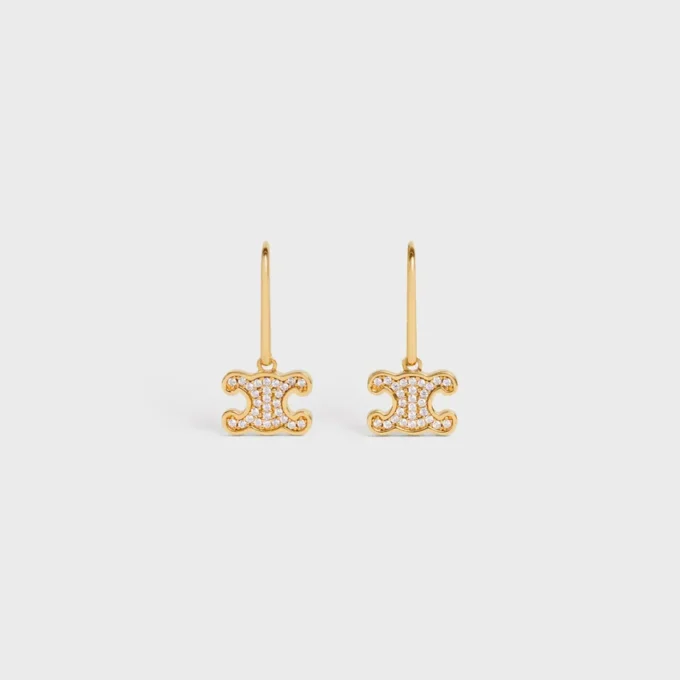 Altın Kaplama ve Kristalleri Olan Pirinç Triomphe Rhinestone Küpeler Altın Kaplama ve Kristalleri Olan Pirinç Triomphe Rhinestone Küpeler