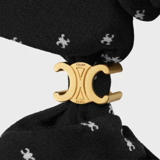 Altın Kaplamalı İpek ve Pirinçten CELINE Micro Triomphe Scrunchy
