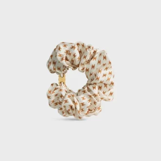 Altın Kaplamalı İpek ve Pirinçten CELINE Mini Triomphe Scrunchy