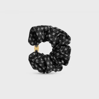 Altın Kaplamalı İpek ve Pirinçten CELINE Mini Triomphe Scrunchy