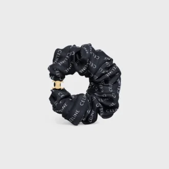 Altın Kaplamalı İpek ve Pirinçten CELINE Scrunchy Rayure