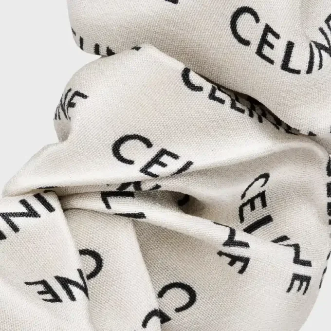 Altın Kaplamalı İpek ve Pirinçten CELINE Scrunchy Rayure Altın Kaplamalı İpek ve Pirinçten CELINE Scrunchy Rayure