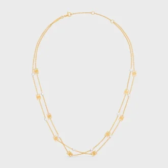 Altın Kaplamalı Pirinç ve Reçine İncili Triomphe Pearl Çift Kolye
