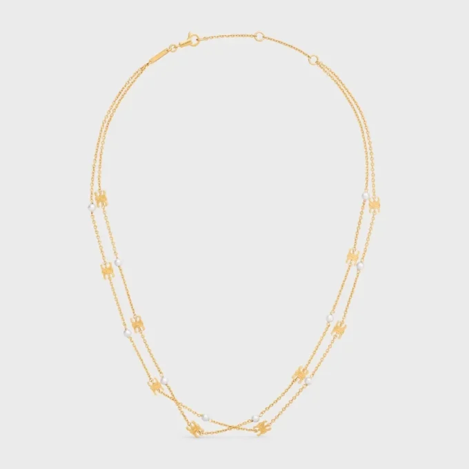 Altın Kaplamalı Pirinç ve Reçine İncili Triomphe Pearl Çift Kolye Altın Kaplamalı Pirinç ve Reçine İncili Triomphe Pearl Çift Kolye
