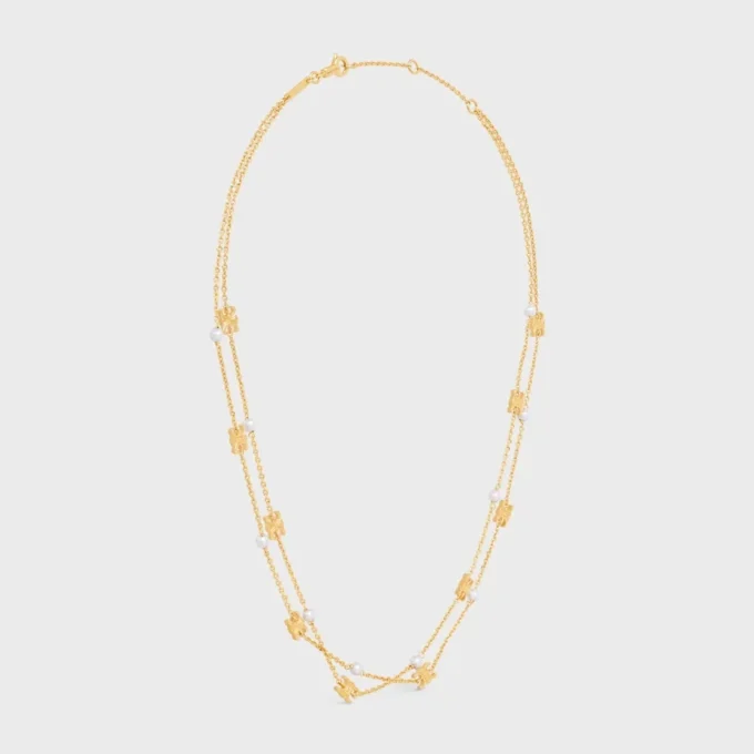 Altın Kaplamalı Pirinç ve Reçine İncili Triomphe Pearl Çift Kolye Altın Kaplamalı Pirinç ve Reçine İncili Triomphe Pearl Çift Kolye