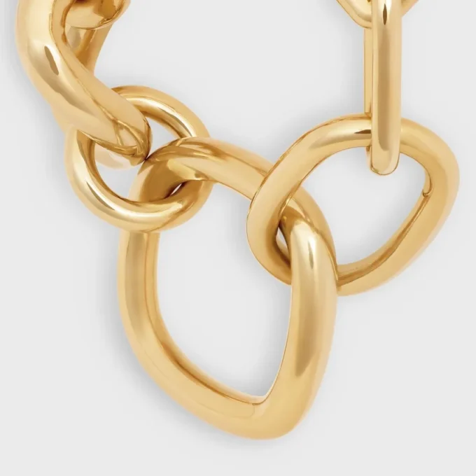 Altın Kaplamalı Pirinçten Modern Kalın Gourmette Charms Altın Kaplamalı Pirinçten Modern Kalın Gourmette Charms