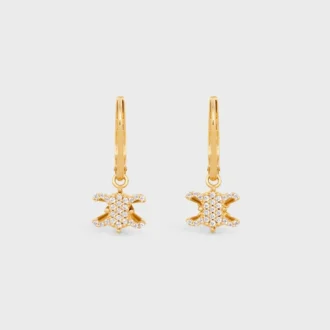 Altın Kaplamalı Strass ve Pirinçten Üretilmiş Triomphe Solitaire Sparkle Küpeler