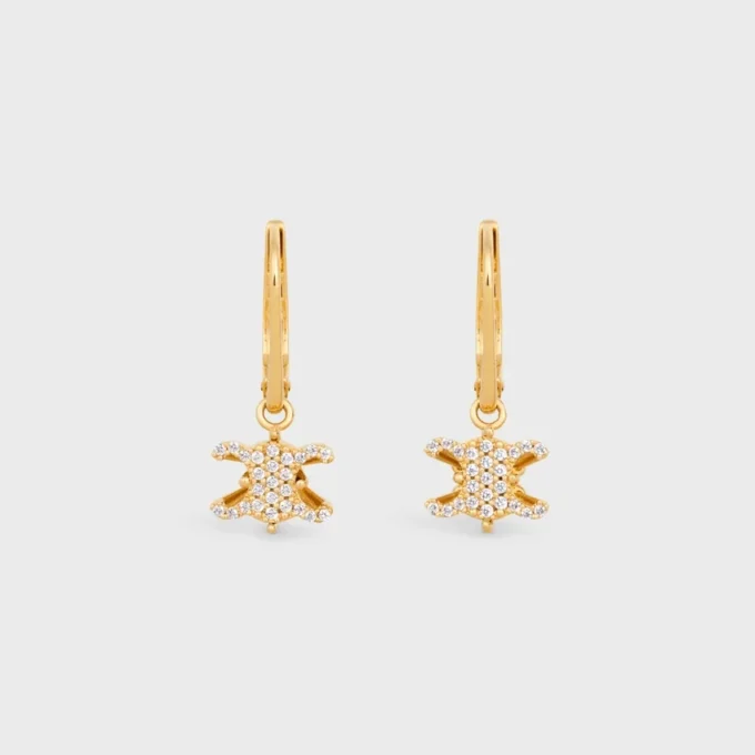 Altın Kaplamalı Strass ve Pirinçten Üretilmiş Triomphe Solitaire Sparkle Küpeler Altın Kaplamalı Strass ve Pirinçten Üretilmiş Triomphe Solitaire Sparkle Küpeler