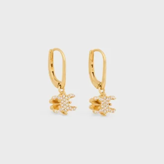 Altın Kaplamalı Strass ve Pirinçten Üretilmiş Triomphe Solitaire Sparkle Küpeler