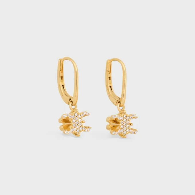 Altın Kaplamalı Strass ve Pirinçten Üretilmiş Triomphe Solitaire Sparkle Küpeler Altın Kaplamalı Strass ve Pirinçten Üretilmiş Triomphe Solitaire Sparkle Küpeler