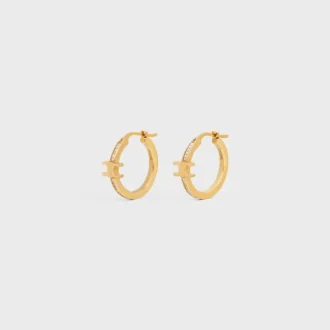 Altın Kaplamalı Strass ve Pirinçten Üretilmiş Triomphe Sparkle Hoops