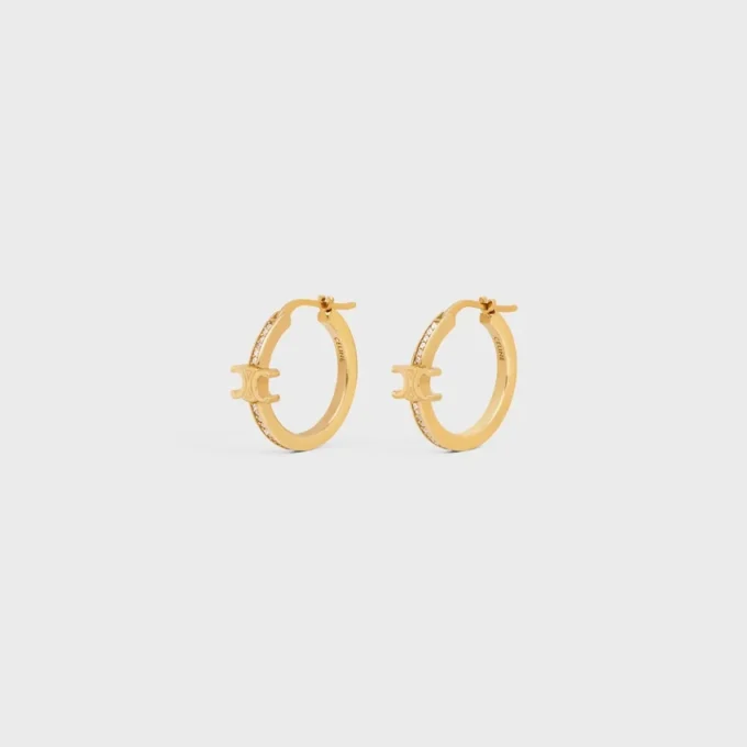 Altın Kaplamalı Strass ve Pirinçten Üretilmiş Triomphe Sparkle Hoops Altın Kaplamalı Strass ve Pirinçten Üretilmiş Triomphe Sparkle Hoops