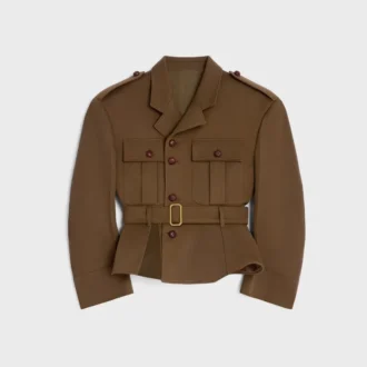 Çapraz Desenli Yün Peplum Ceket