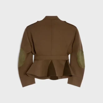 Çapraz Desenli Yün Peplum Ceket