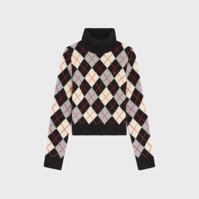 Argyle Yünlü Balıkçı Yaka Kazak Argyle Yünlü Balıkçı Yaka Kazak
