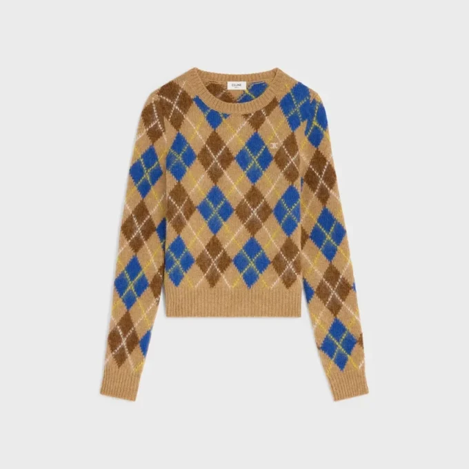 Argyle Yünlü Bisiklet Yaka Kazak Argyle Yünlü Bisiklet Yaka Kazak