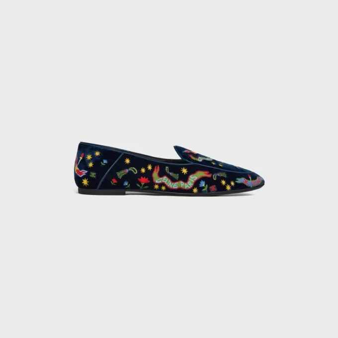 Aura Loafer, Kolej Nakışlı Kadife Aura Loafer, Kolej Nakışlı Kadife