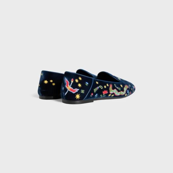 Aura Loafer, Kolej Nakışlı Kadife Aura Loafer, Kolej Nakışlı Kadife
