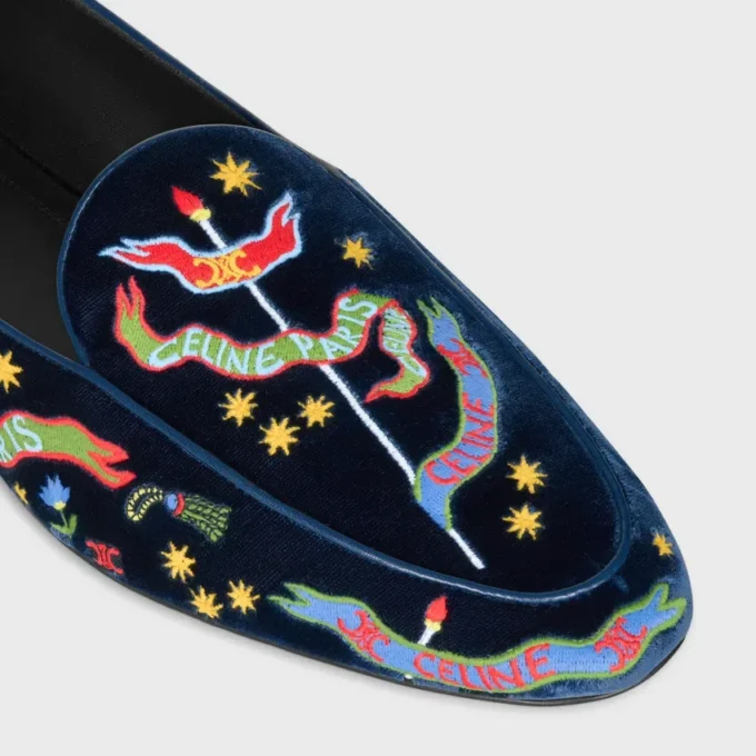 Aura Loafer, Kolej Nakışlı Kadife Aura Loafer, Kolej Nakışlı Kadife