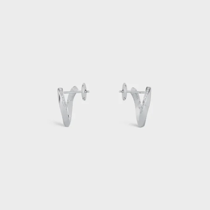Beyaz Altın ve Pırlantalı Torsion Küpeler Beyaz Altın ve Pırlantalı Torsion Küpeler