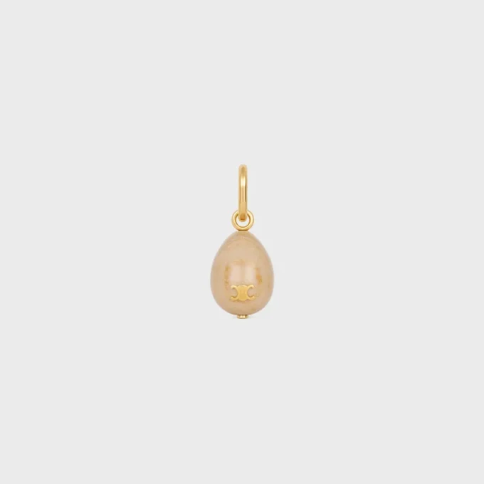 Botticino ve Pirinçten Altın Kaplamalı Charms Stone Egg Botticino ve Pirinçten Altın Kaplamalı Charms Stone Egg