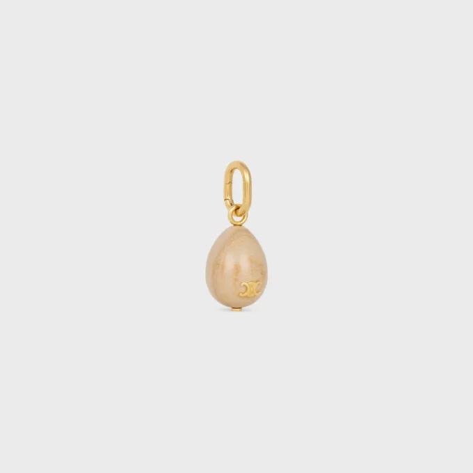 Botticino ve Pirinçten Altın Kaplamalı Charms Stone Egg Botticino ve Pirinçten Altın Kaplamalı Charms Stone Egg