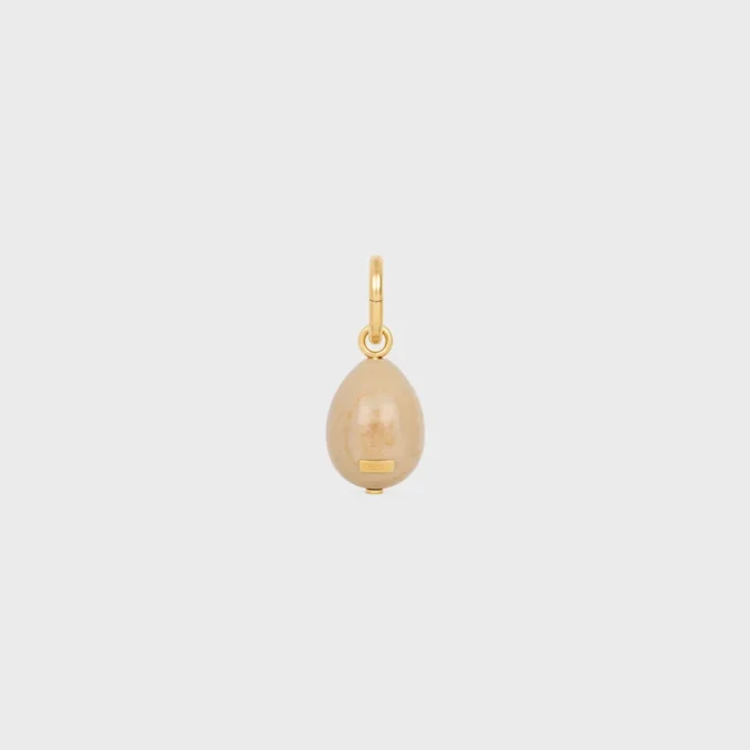 Botticino ve Pirinçten Altın Kaplamalı Charms Stone Egg Botticino ve Pirinçten Altın Kaplamalı Charms Stone Egg