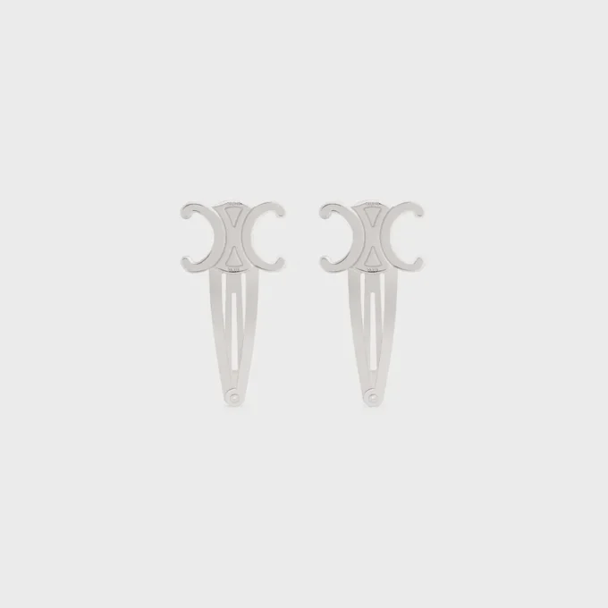 CELINE 2’li Set, Rodyum Kaplamalı Pirinç ve Çelikten Yapılmış Çıtçıtlı Saç Tokası CELINE 2’li Set, Rodyum Kaplamalı Pirinç ve Çelikten Yapılmış Çıtçıtlı Saç Tokası
