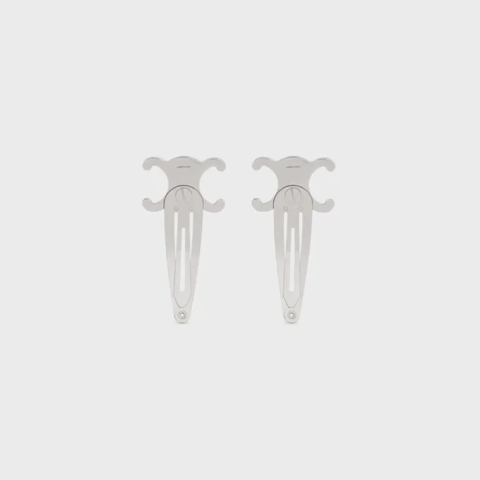 CELINE 2’li Set, Rodyum Kaplamalı Pirinç ve Çelikten Yapılmış Çıtçıtlı Saç Tokası CELINE 2’li Set, Rodyum Kaplamalı Pirinç ve Çelikten Yapılmış Çıtçıtlı Saç Tokası