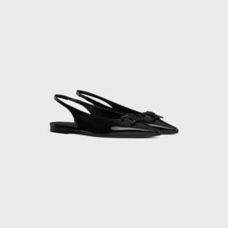 CELINE Alma Triomphe Düz Slingback, Vernikli Dana Derisi