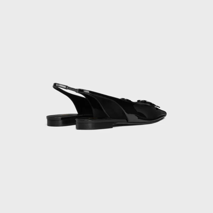CELINE Alma Triomphe Düz Slingback, Vernikli Dana Derisi CELINE Alma Triomphe Düz Slingback, Vernikli Dana Derisi
