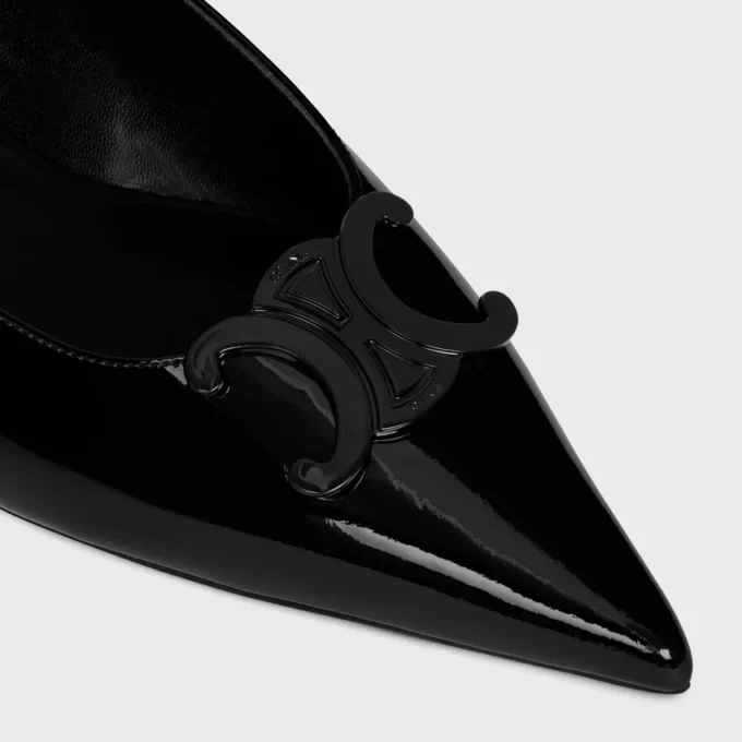 CELINE Alma Triomphe Düz Slingback, Vernikli Dana Derisi CELINE Alma Triomphe Düz Slingback, Vernikli Dana Derisi