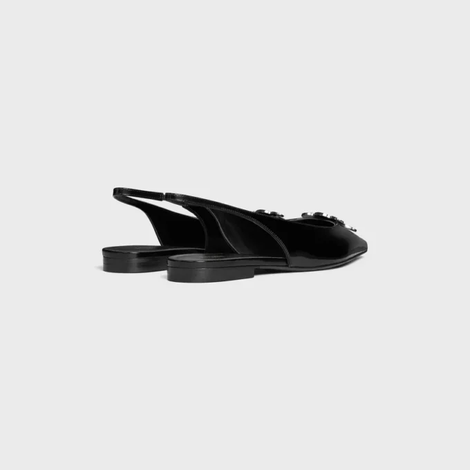 CELINE Alma Triomphe Parlak Dana Derisi Düz Slingback CELINE Alma Triomphe Parlak Dana Derisi Düz Slingback