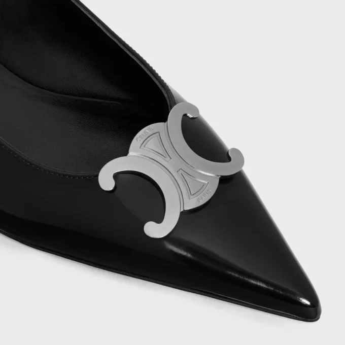 CELINE Alma Triomphe Parlak Dana Derisi Düz Slingback CELINE Alma Triomphe Parlak Dana Derisi Düz Slingback