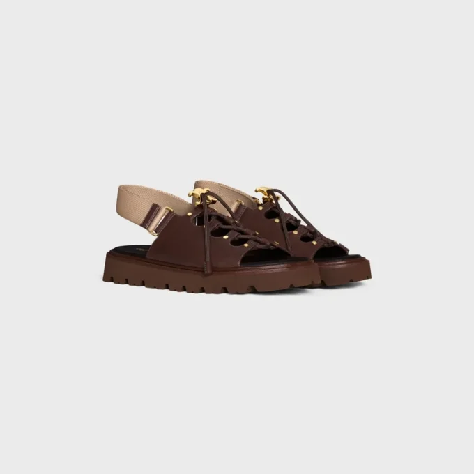 CELINE Billie Chunky Sandalet Dana Derisi ve Kumaş CELINE Billie Chunky Sandalet Dana Derisi ve Kumaş