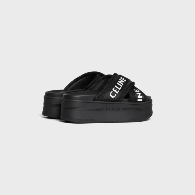 Celine Block Slide, file, naylon ve tekstil, Celine jakarlı Celine Block Slide, file, naylon ve tekstil, Celine jakarlı