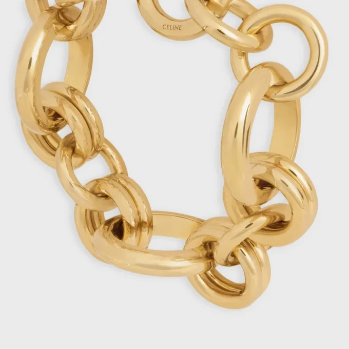 CELINE Charms Heritage Kalın Pirinç Bileklik, Altın Kaplama CELINE Charms Heritage Kalın Pirinç Bileklik, Altın Kaplama
