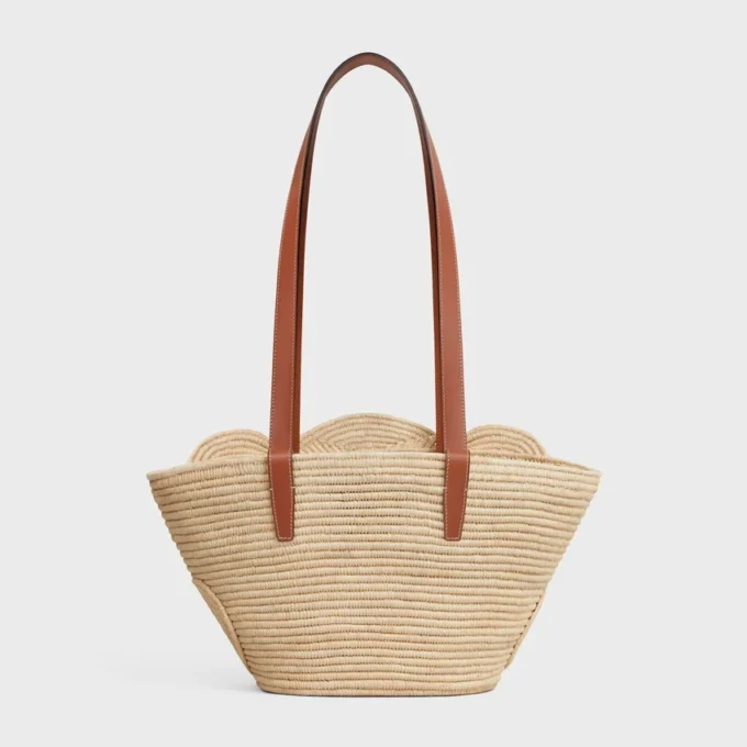 Celine Classic Panier Küçük Örgülü Triomphe, Rafya ve Dana Derisi Celine Classic Panier Küçük Örgülü Triomphe, Rafya ve Dana Derisi