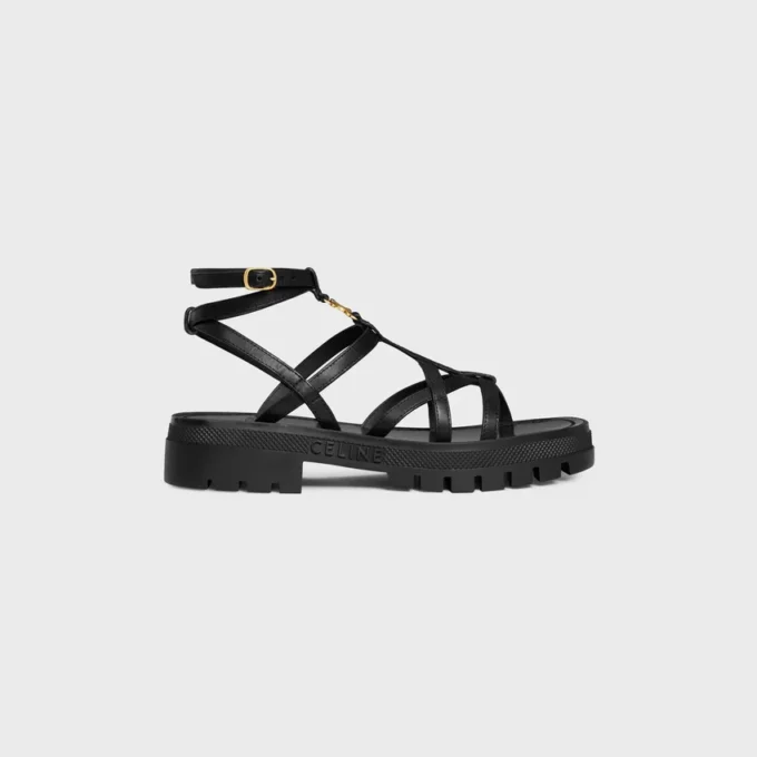 CELINE – Dana Derisi Clea Triomphe Bantlı Sandalet – Bitkisel Tabaklama CELINE – Dana Derisi Clea Triomphe Bantlı Sandalet – Bitkisel Tabaklama