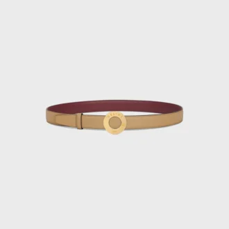 CELINE Disk Toka 25 mm Metal ve Çift Taraflı Kayış 25 mm Pürüzsüz ve Damarlı Dana Derisi