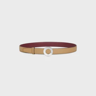 CELINE Disk Toka 25 mm Metal ve Çift Taraflı Kayış 25 mm Pürüzsüz ve Damarlı Dana Derisi