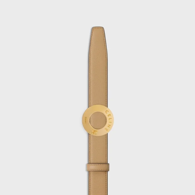 CELINE Disk Toka 25 mm Metal ve Çift Taraflı Kayış 25 mm Pürüzsüz ve Damarlı Dana Derisi CELINE Disk Toka 25 mm Metal ve Çift Taraflı Kayış 25 mm Pürüzsüz ve Damarlı Dana Derisi