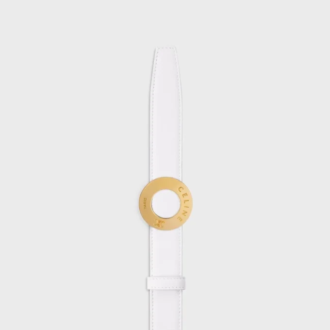 CELINE Disk Toka 25 mm Metal ve Çift Taraflı Kayış 25 mm Pürüzsüz ve Damarlı Dana Derisi CELINE Disk Toka 25 mm Metal ve Çift Taraflı Kayış 25 mm Pürüzsüz ve Damarlı Dana Derisi