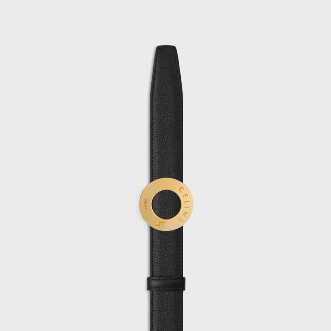 CELINE Disk Toka 25 mm Metal ve Çift Taraflı Kayış 25 mm Pürüzsüz ve Damarlı Dana Derisi CELINE Disk Toka 25 mm Metal ve Çift Taraflı Kayış 25 mm Pürüzsüz ve Damarlı Dana Derisi