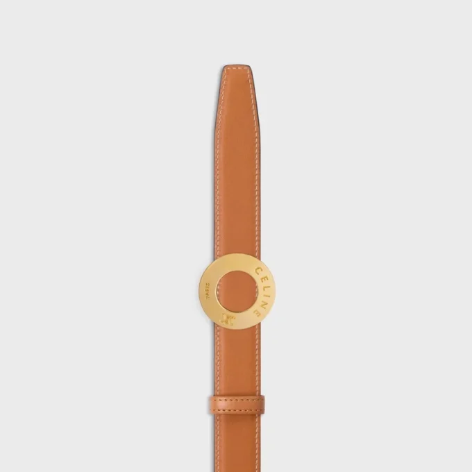 CELINE Disk Toka 25 mm Metal ve Çift Taraflı Kayış 25 mm Taurillon ve Doğal Dana Derisi CELINE Disk Toka 25 mm Metal ve Çift Taraflı Kayış 25 mm Taurillon ve Doğal Dana Derisi