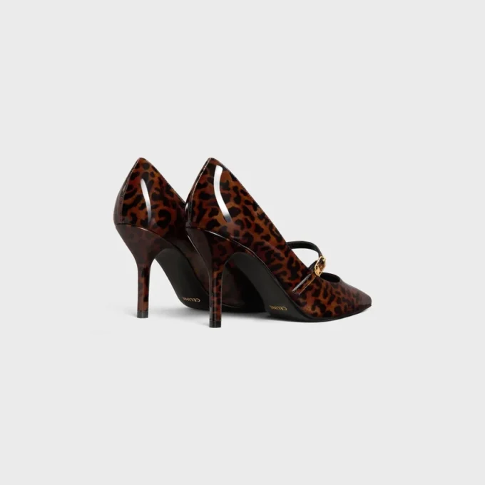 CELINE Judy, Baskılı Leopar Desenli Patent Dana Derisi Strappy Pump CELINE Judy, Baskılı Leopar Desenli Patent Dana Derisi Strappy Pump