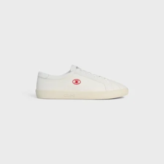 CELINE Lou Düşük Bağcıklı Sneaker, Kanvas ve Dana Derisi, Triomphe Desenli