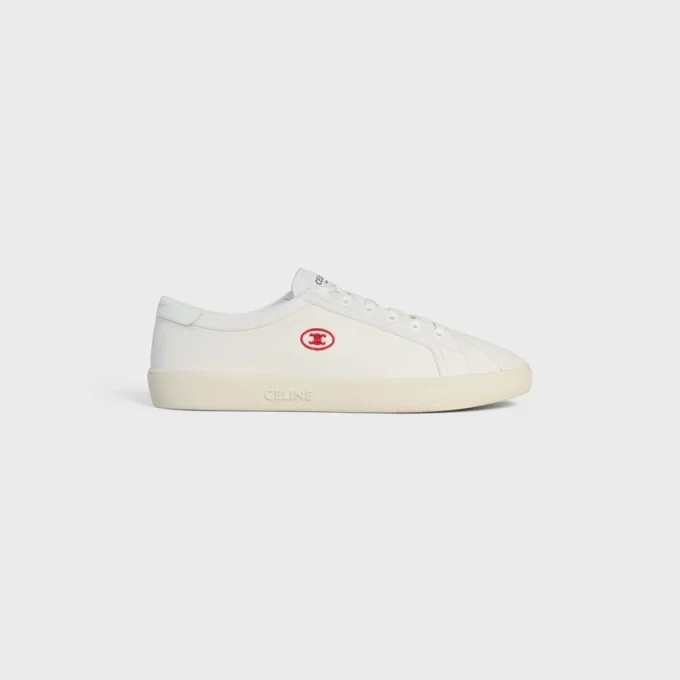 CELINE Lou Düşük Bağcıklı Sneaker, Kanvas ve Dana Derisi, Triomphe Desenli CELINE Lou Düşük Bağcıklı Sneaker, Kanvas ve Dana Derisi, Triomphe Desenli